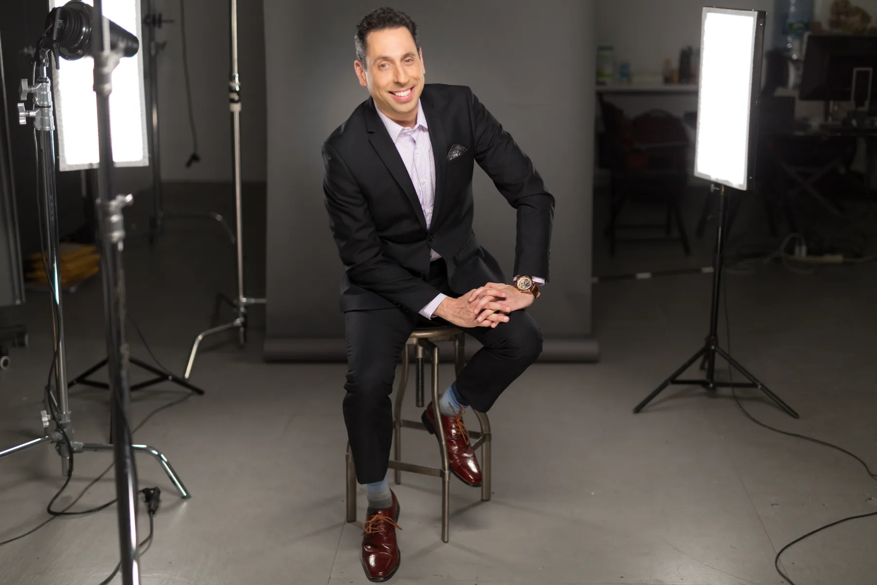 Jess Todtfeld in a tailored suit, editorial portrait
