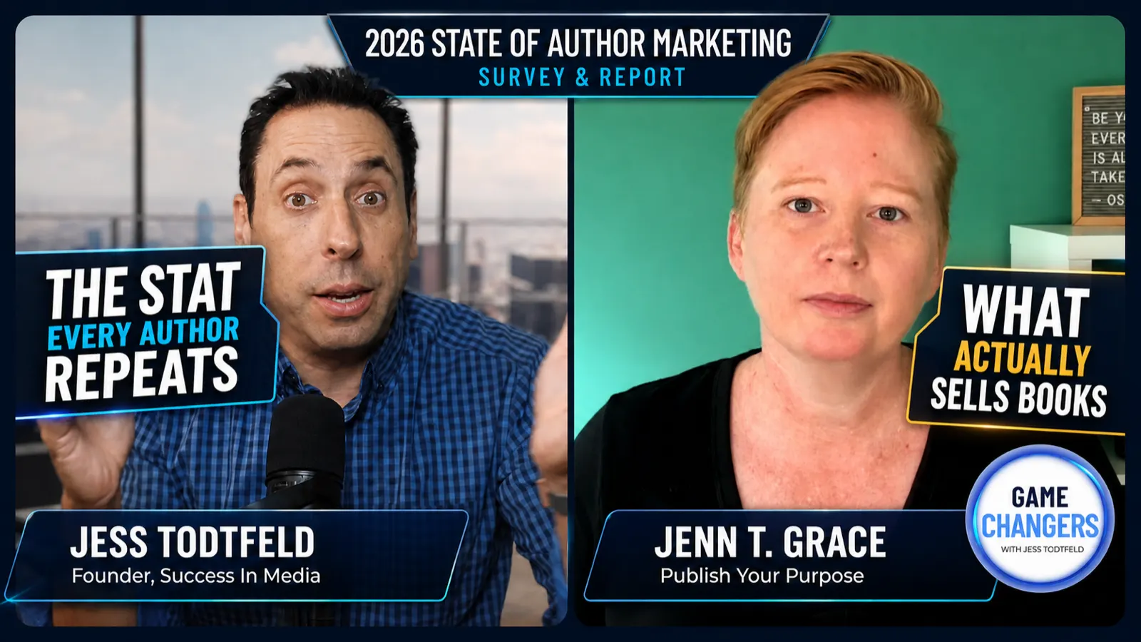 Game Changers episode thumbnail: the stat every author repeats, and what actually sells books, with Jenn T. Grace and Jess Todtfeld