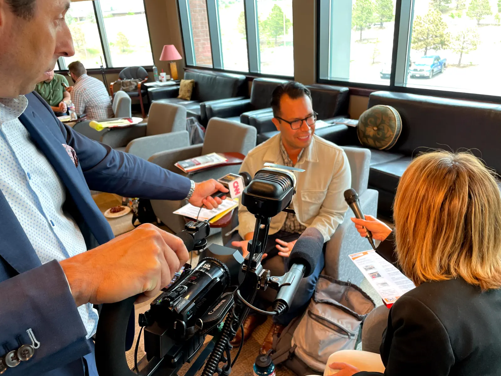 Jess Todtfeld leading an in-person media training session with a group in Los Angeles