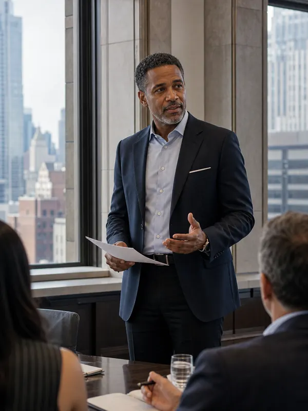A CEO preparing for a media interview with a repeatable messaging strategy