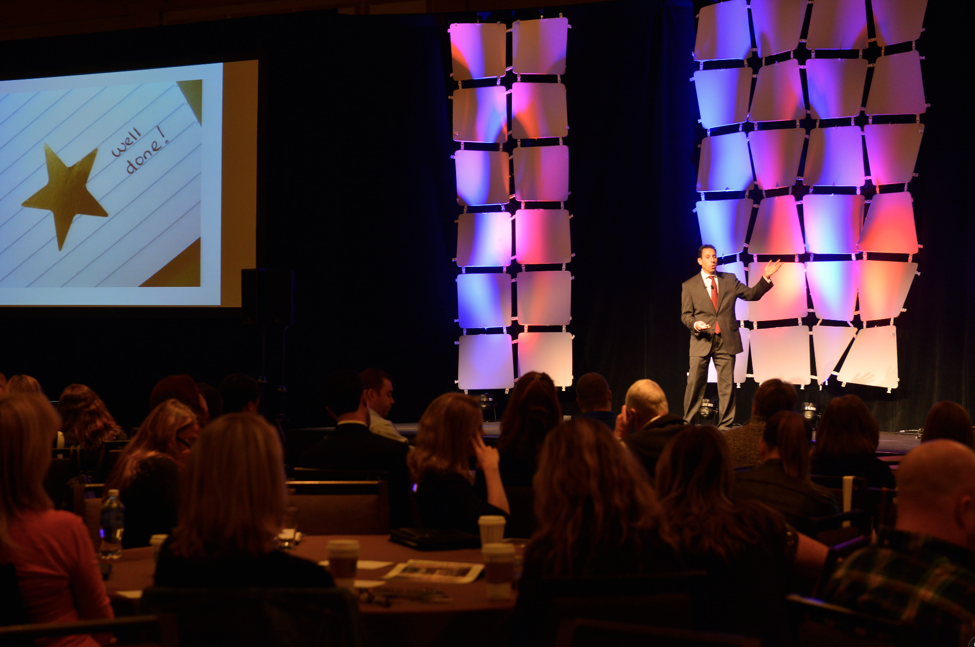 Jess Todtfeld presenting to a group during a high-stakes presentation training session